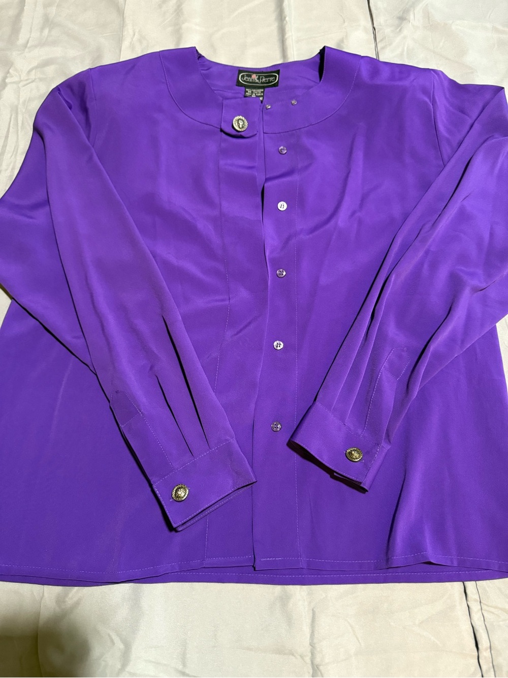 JEANNE PIERRE Violet Button-Front Lightweight Jacket
